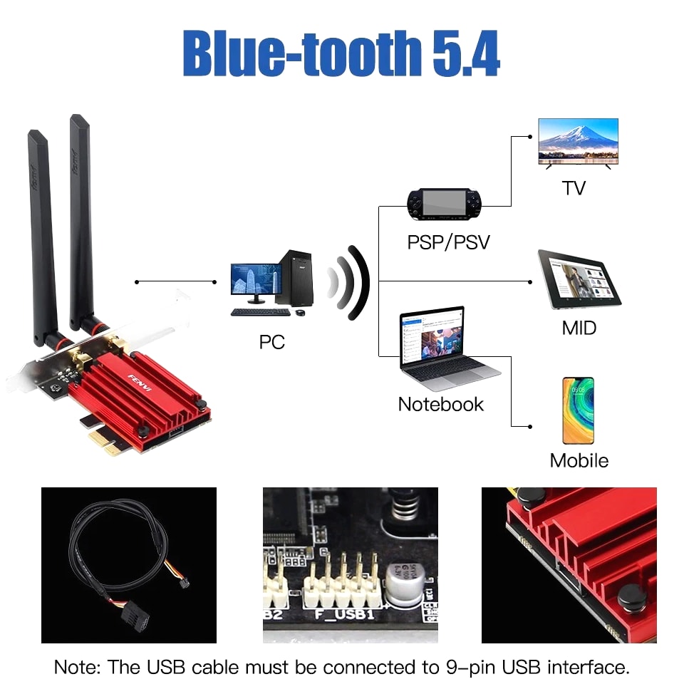 Ultra-Fast WiFi 7 BE5400 PCIe Desktop Network Card Tri-Band with Bluetooth5.3