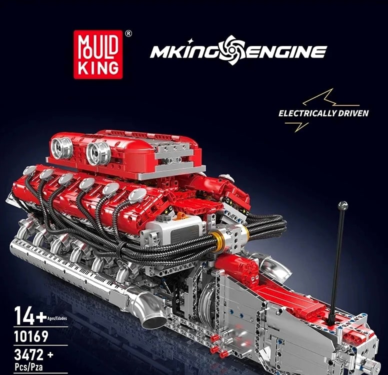 MOULD KING 10169 V12 Engine Model - 3472 Pcs Motorized Building Kit for Adult Car
