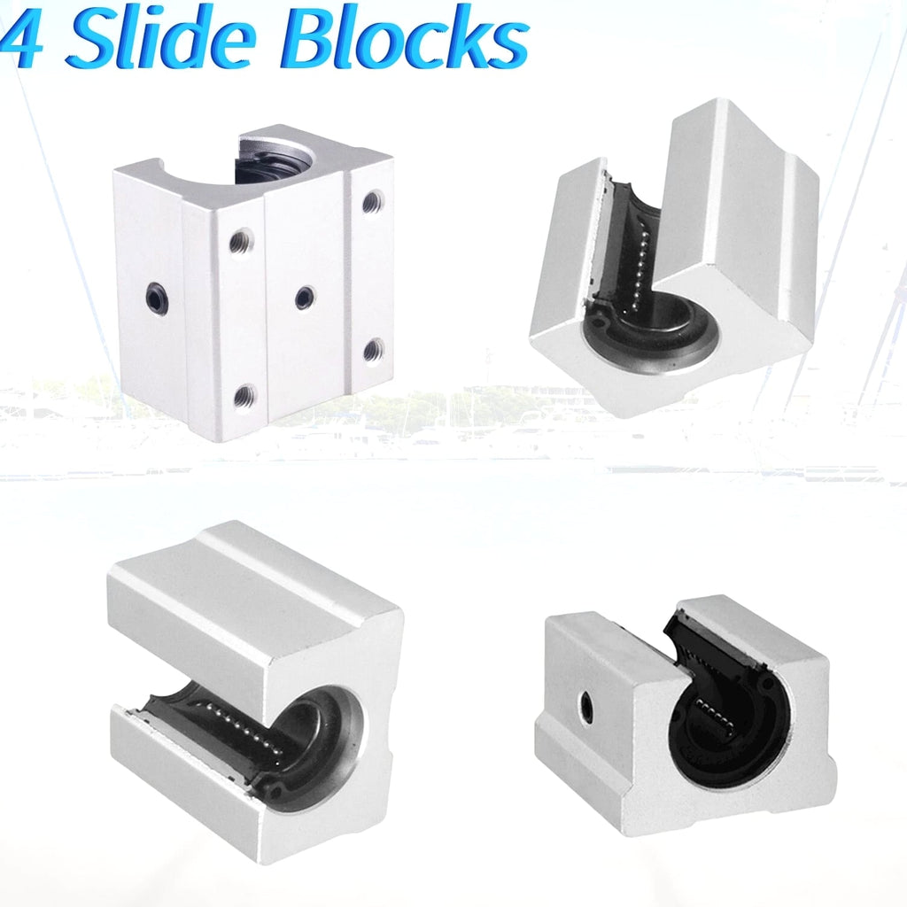 2Pcs SBR12/16/20 Linear Rail Shaft 300mm~1500mm+4 Pcs SBR12/16/20 Bearing Block