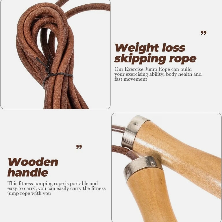 Fitness equipment, skipping rope exercise, indoor and outdoor, wooden handle