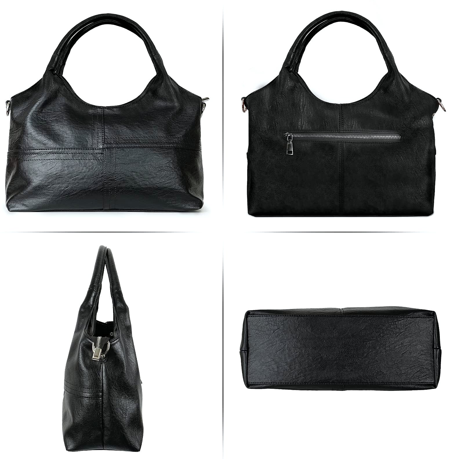 KOGTLA Medium Vegan Leather Handbag with Detachable Satchel Strap