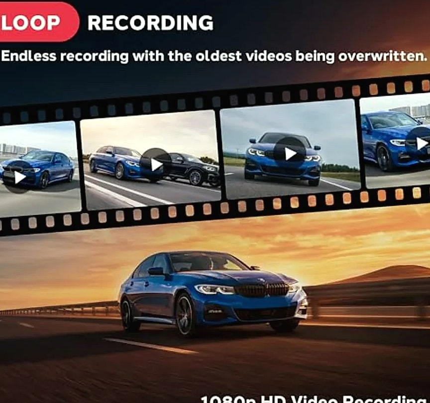 Dual Dash Cam Rearview Mirror 1080p Front and Rear