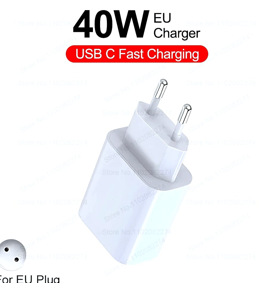 PD 40W Fast Charger with USB-C Cable for iPhone iPad