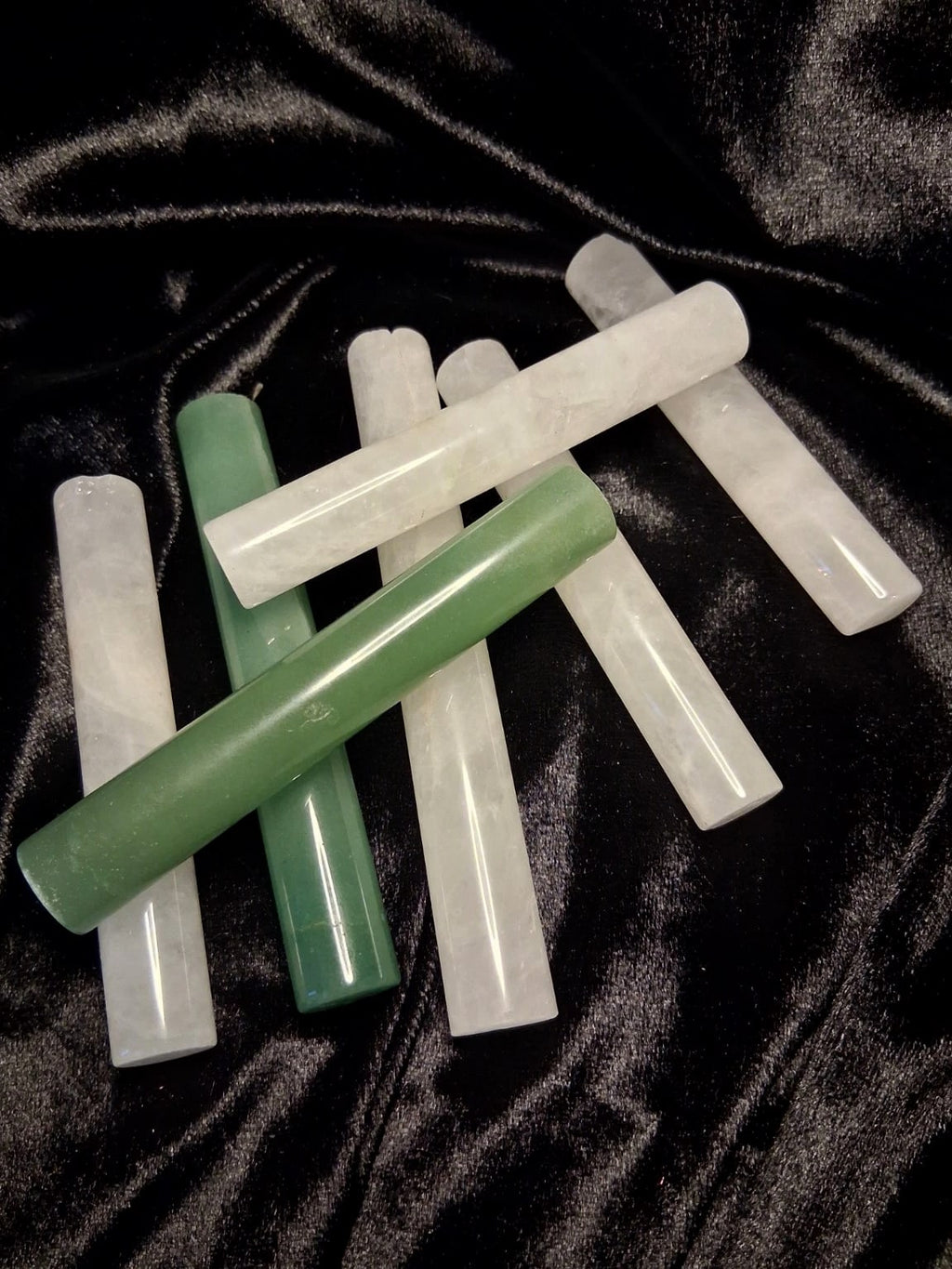 Stone Massage Roller Stick Set - Green Aventurine & Clear Quartz, Gua Sha