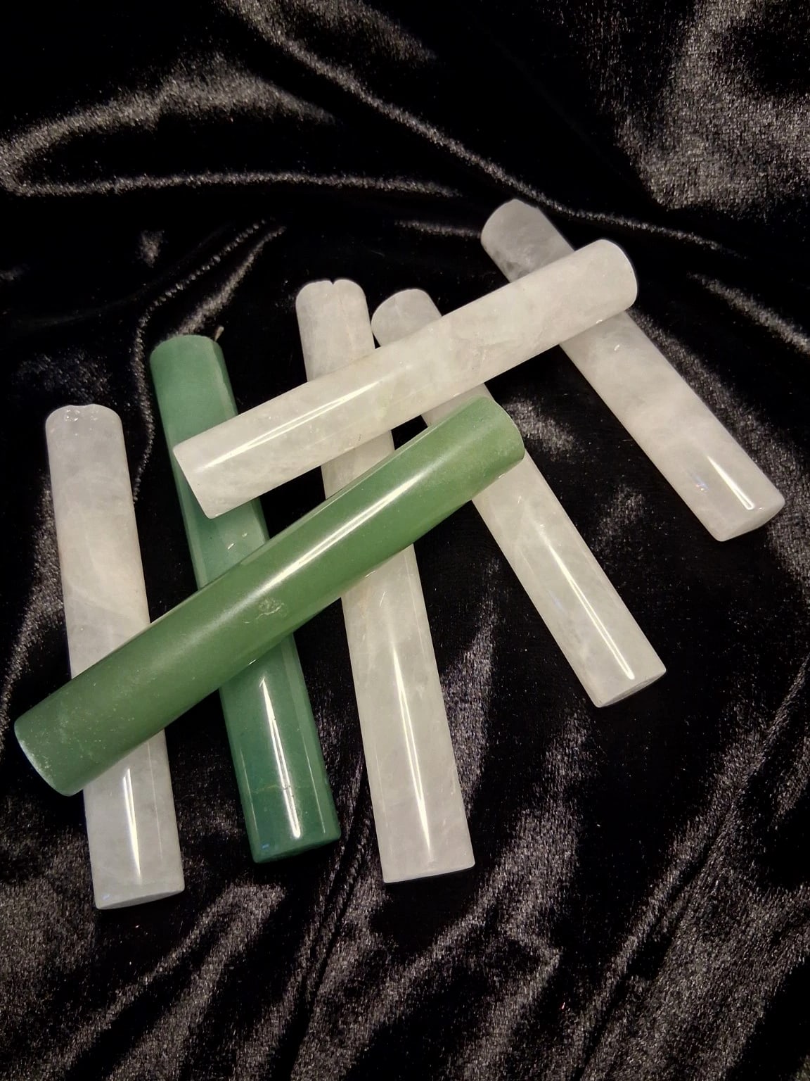 Stone Massage Roller Stick Set - Green Aventurine & Clear Quartz, Gua Sha