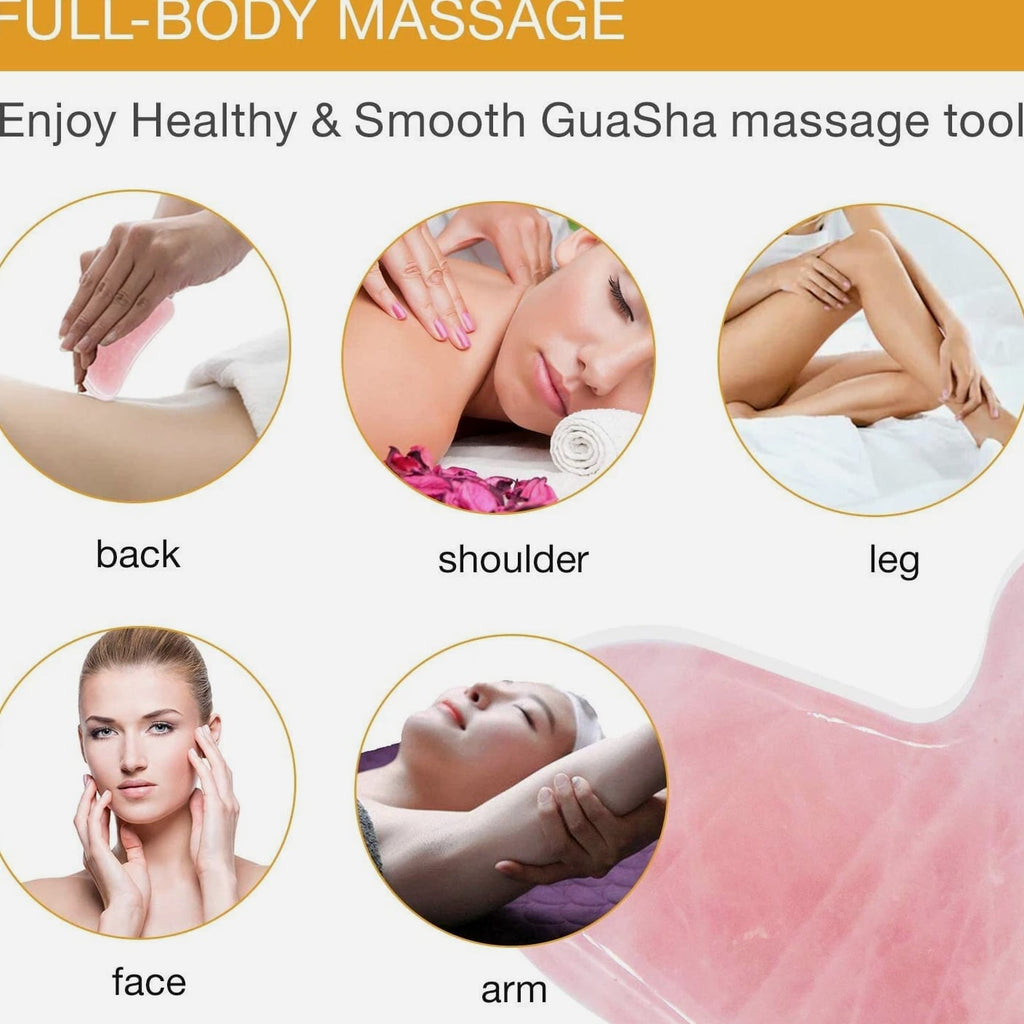 Gua Sha Jade Stone - Natural Rose Quartz Face Body Massager Facial Scraper