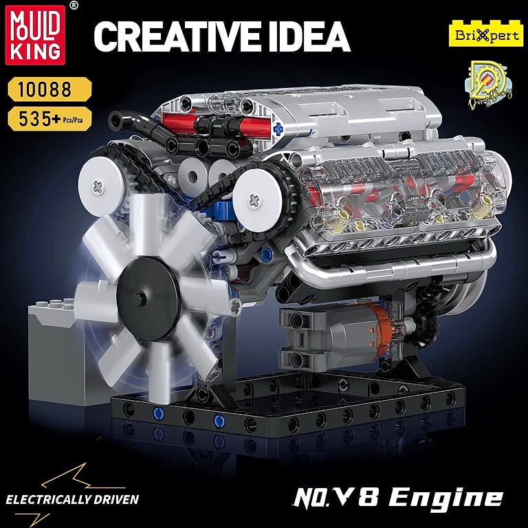 Mould King 10088 The V8 Engine Building Block Assembly Technical Car Brick Set Educational Car Engine Toys Kids Christmas Gift