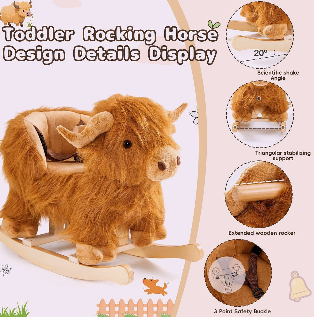 Jolie Vallée Toys Highlander Cattle Wooden Rocking Horse