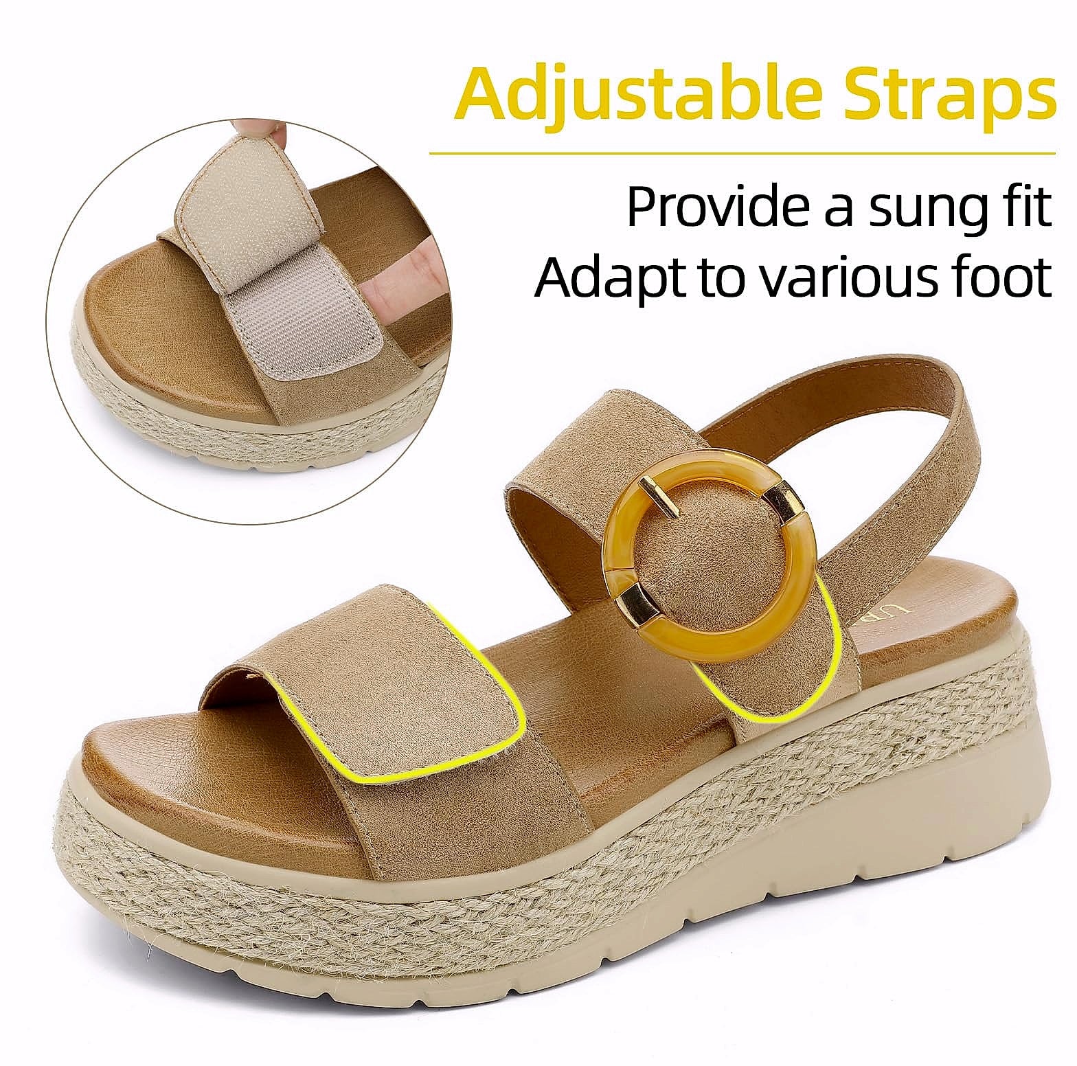 UBFEN Women's Espadrille Platform Sandals with Arch Support