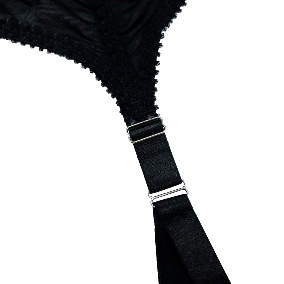 Luxallacki Stretchy Mesh Garter Belt with 6 Adjustable Y-straps and 12 Buckles