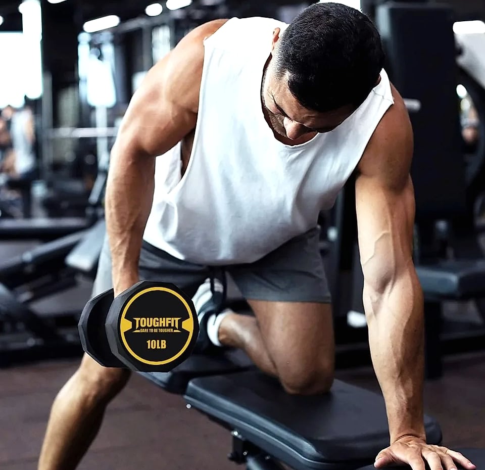 5-50 lb Dumbbell Set with Steel Cast Core, Non-slip Knurled Handles