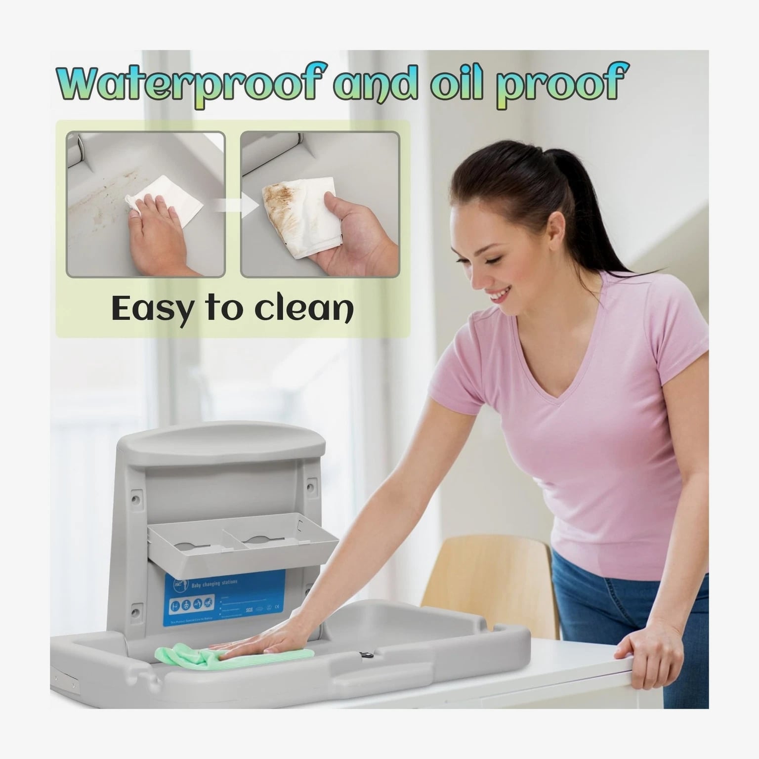 Commercial Baby Changing Station,Wall Mounted Baby Changing Station with Safe...