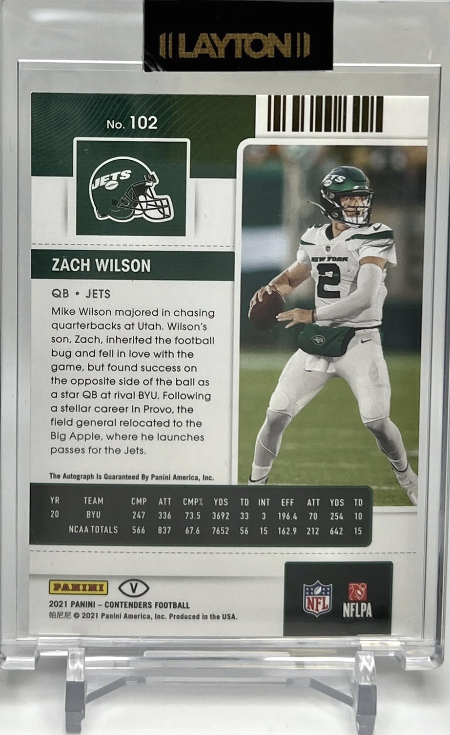 2021 Panini Contenders Rookie Ticket Zach Wilson Auto Red Zone Variation #102