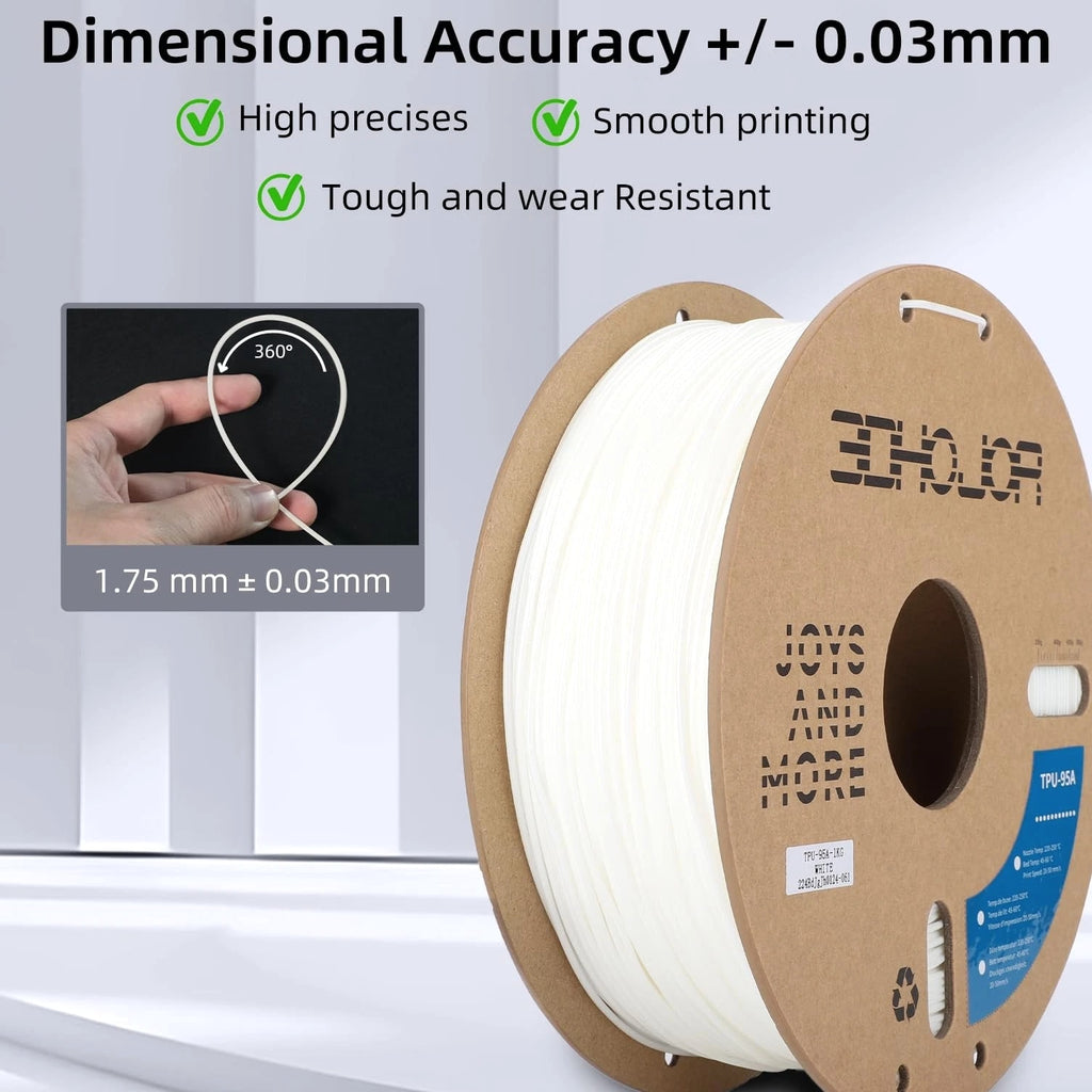 TPU Filament 1.75mm TUP95A 3D Printer Filament - Flexible Soft 3D Filament 1KG