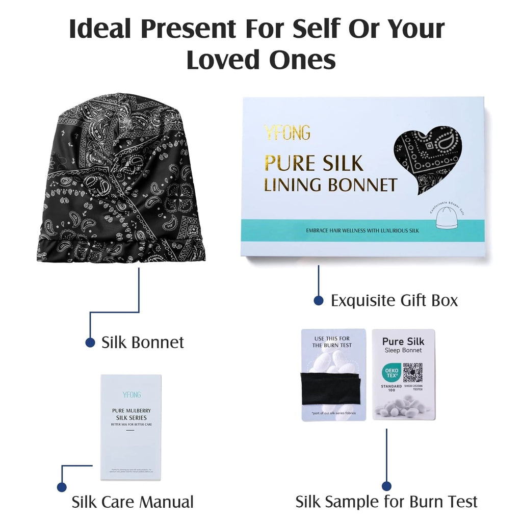 Mulberry Silk Hair Bonnet for Sleeping Women Men, Real Silk Lining, Not Satin...