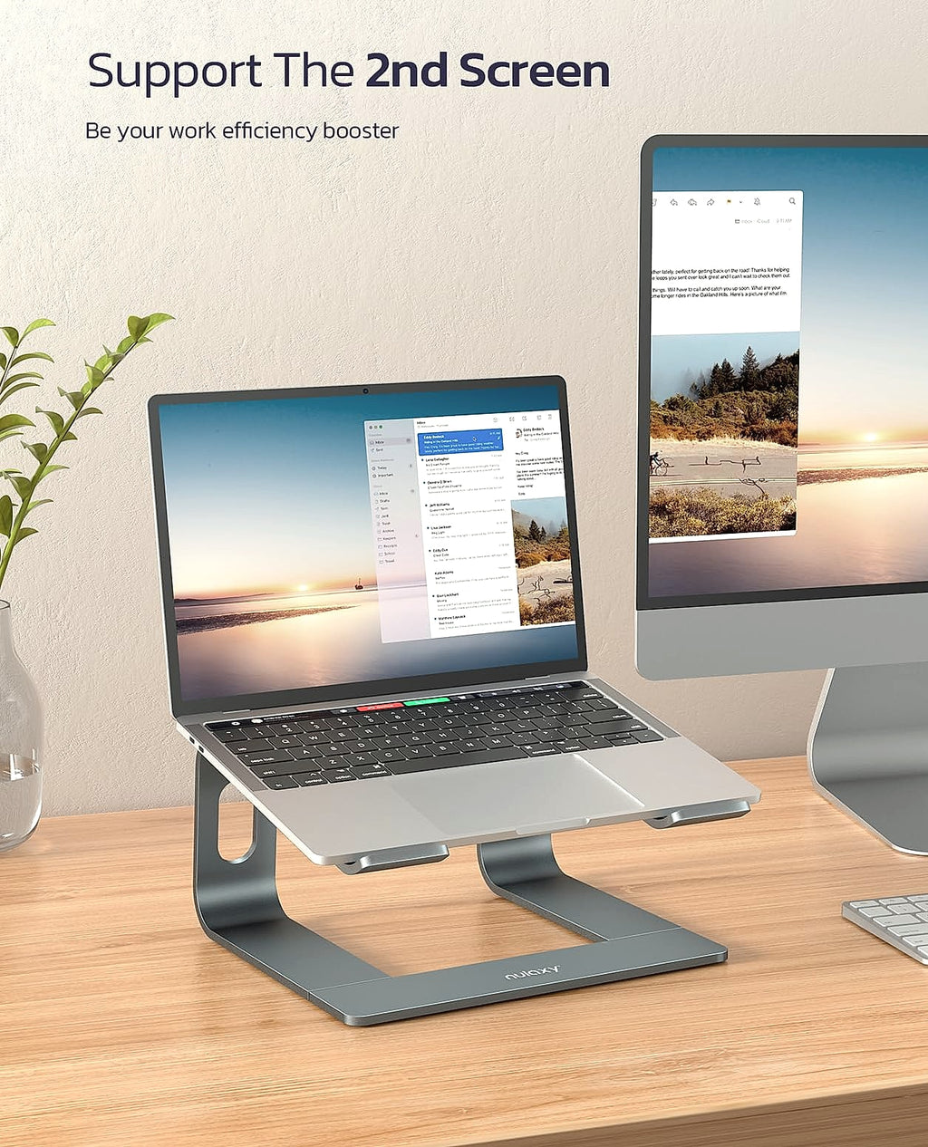 Nulaxy All-Aluminum Laptop Stand for Desk, Ergonomic Detachable Ventilated Cooling Computer Riser, Anti-Slip Design Notebook Holder Compatible with All 10-16" Laptops (MacBook, Dell XPS, HP, Lenovo)