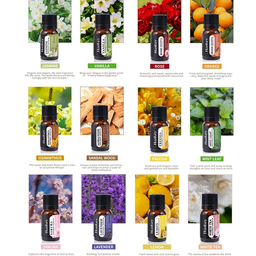 Pure Essential Oil Set: 12x10ml Oils for Diffusers, Candle, Soap Making