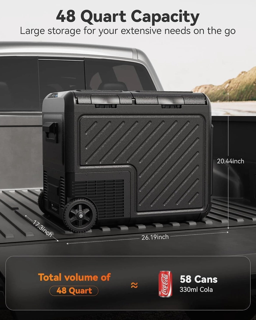 12 Volt Car Refrigerator Portable Freezer 39/48/58Qt Truck RV Fridge APP Control