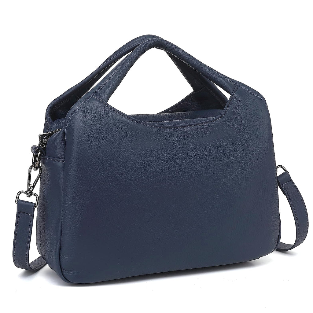 KOGTLA Medium Genuine Leather Handbag with Detachable Satchel Strap