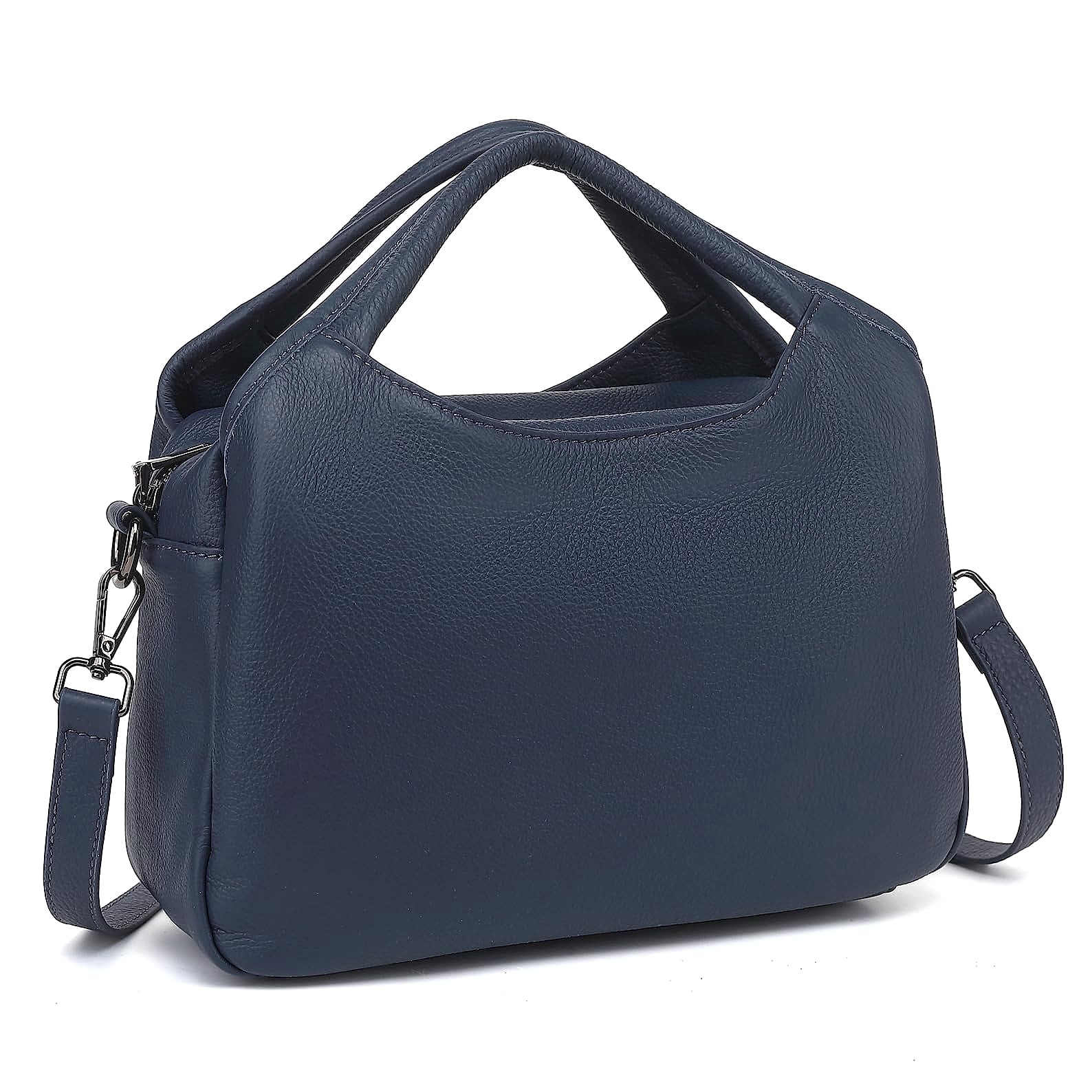 KOGTLA Medium Genuine Leather Handbag with Detachable Satchel Strap
