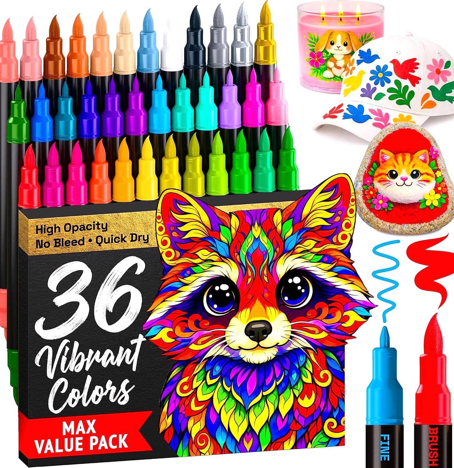 ARTISTRO 36 Acrylic Paint Markers with Dual Tips