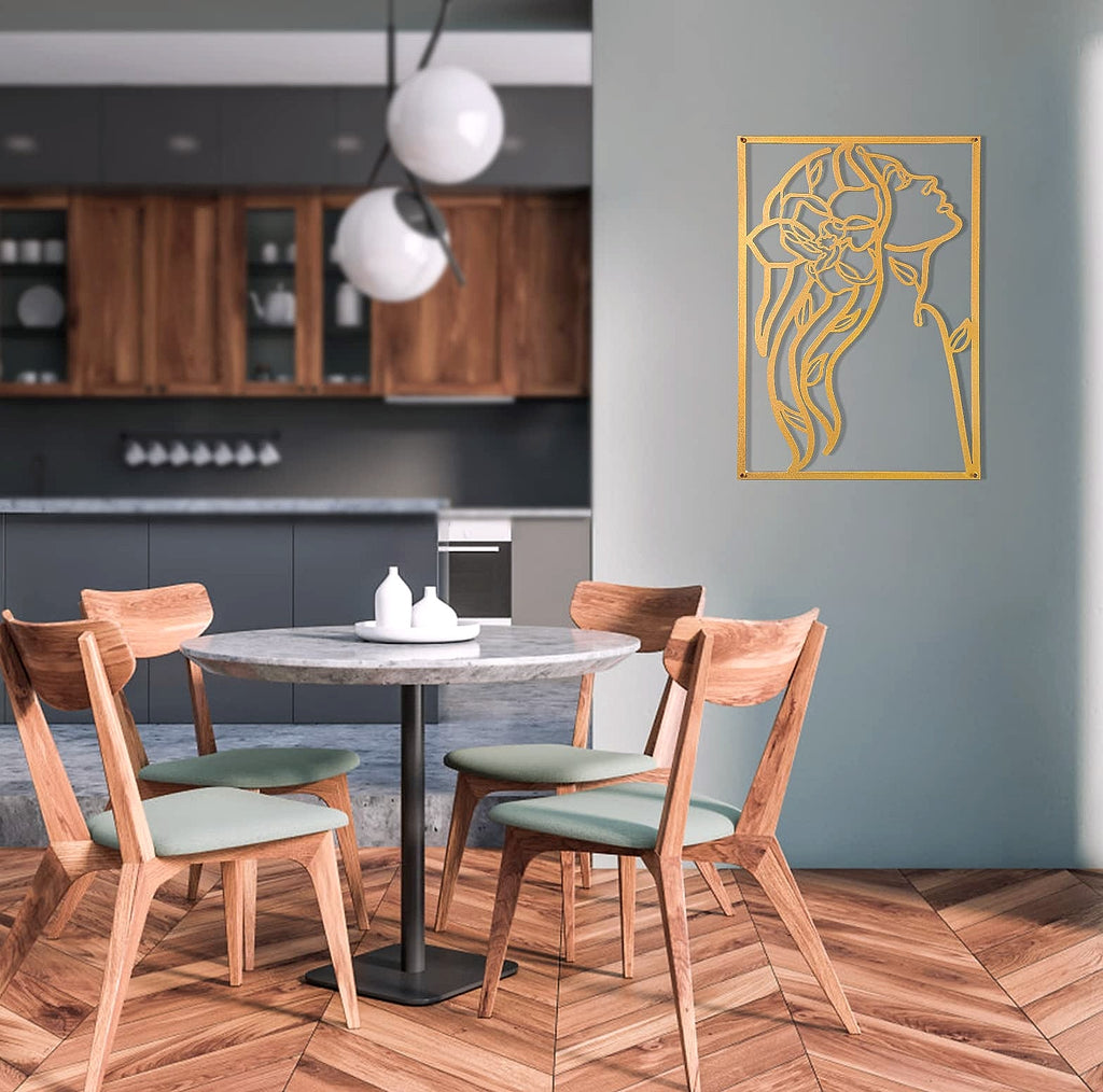 AGIOTA 3 Pcs Gold Wall Art Female Body Line Drawing Metal Decor