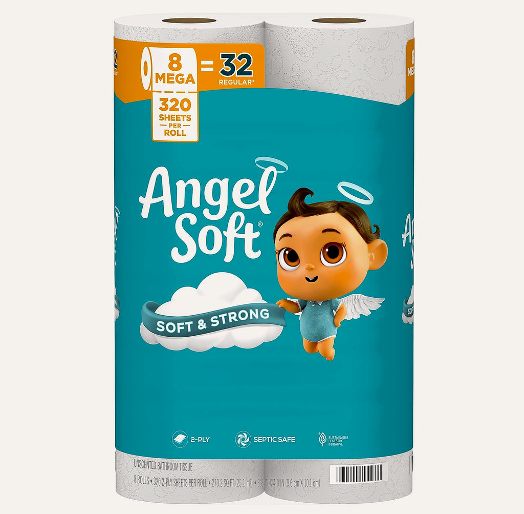 Angel Soft Mega Rolls Toilet Paper, 18 Pack, 2-Ply Soft Tissue