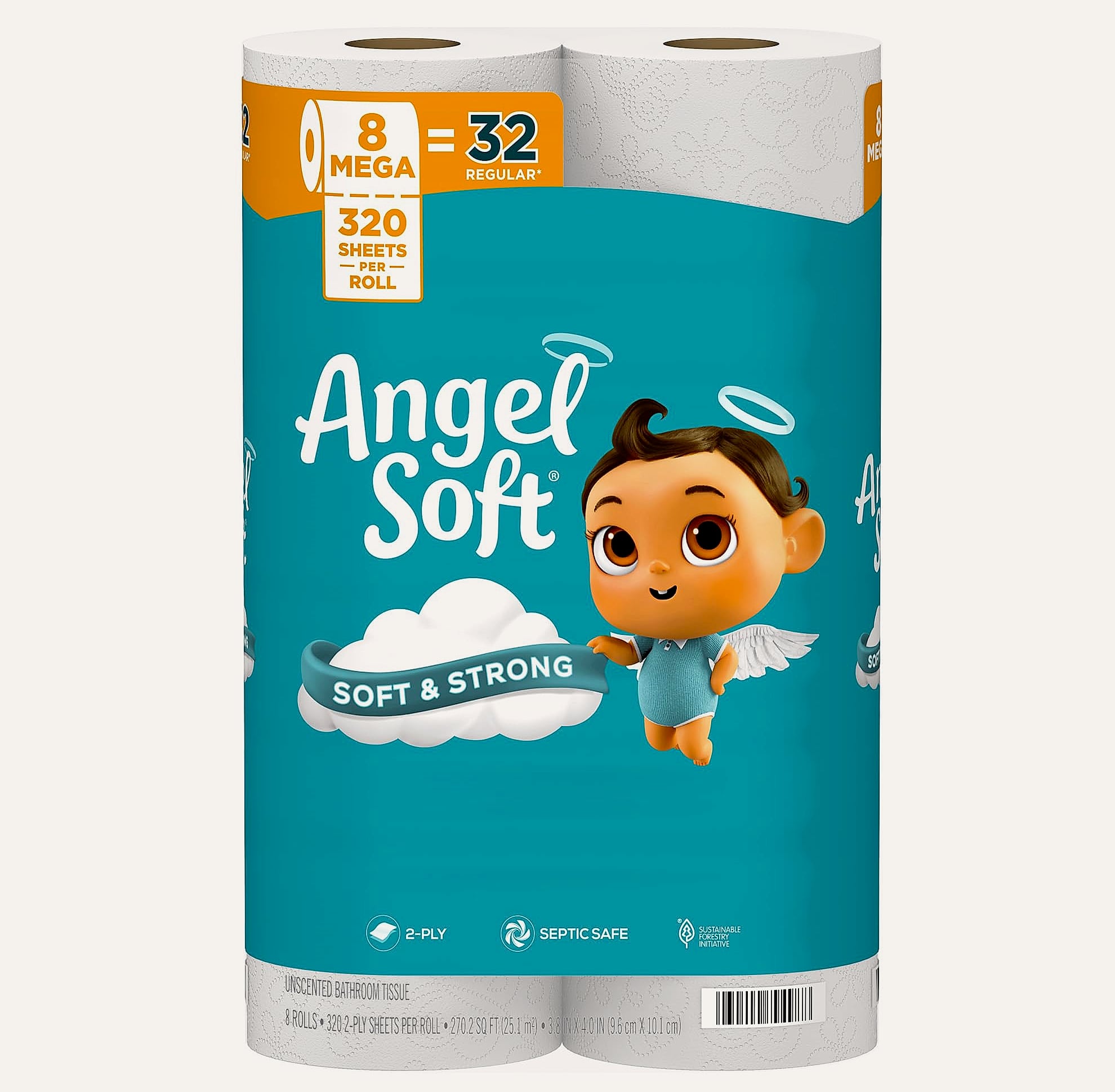 Angel Soft Mega Rolls Toilet Paper, 18 Pack, 2-Ply Soft Tissue