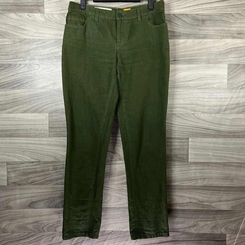 Pilcro & The Letterpress Women's Straight Leg Jeans Green Pockets Medium Wash Size 27
