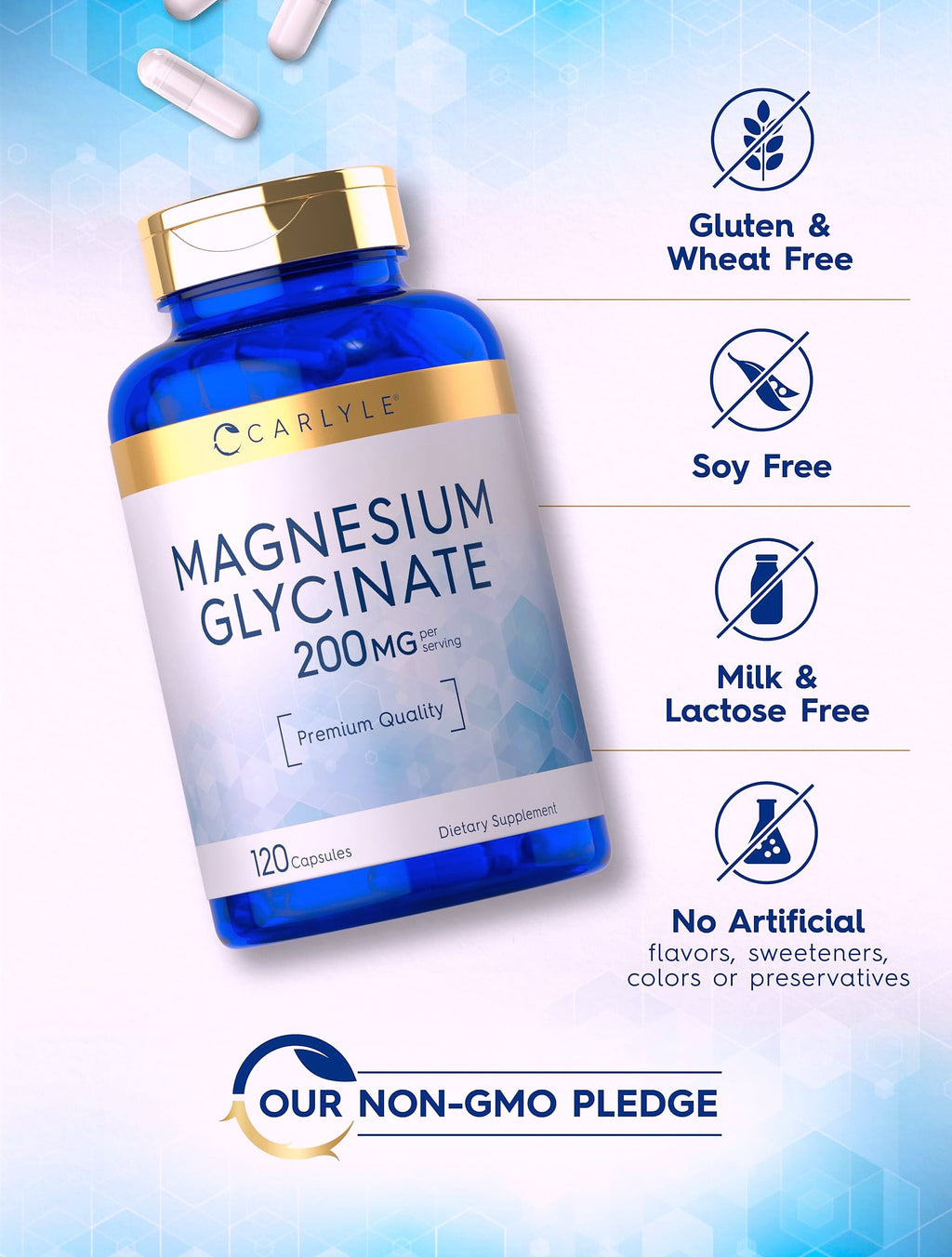 Carlyle Magnesium Glycinate 200mg, 120 Capsules