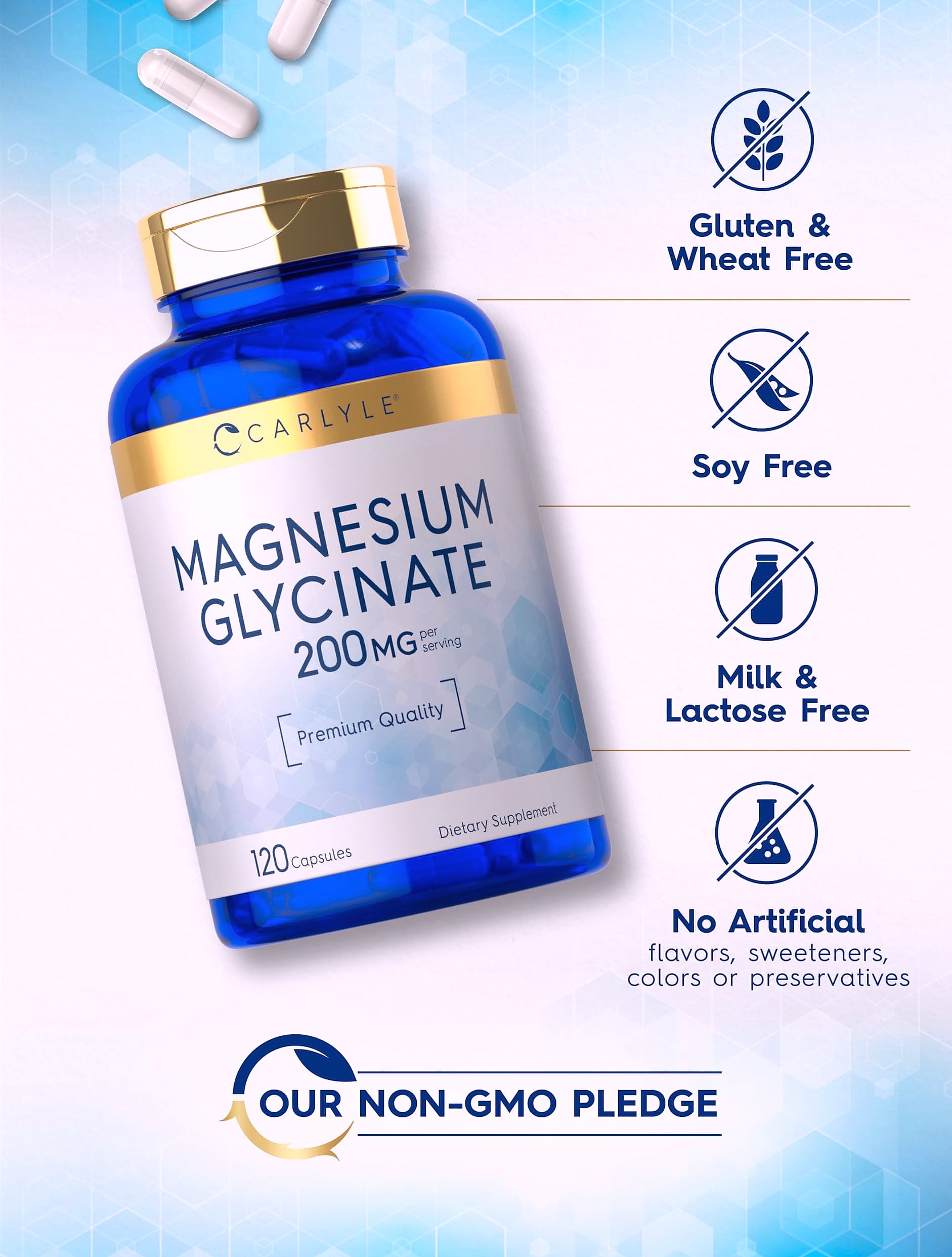 Carlyle Magnesium Glycinate 200mg, 120 Capsules