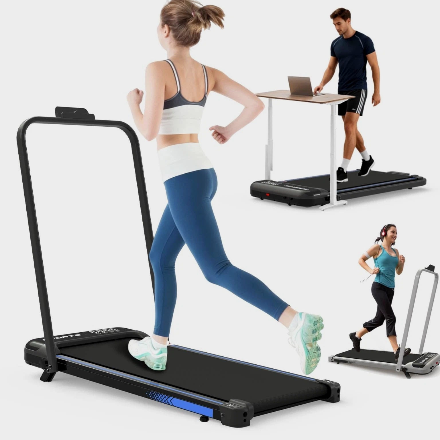 3-in-1 Under Desk Treadmill with Incline Walking and Jogging Machine for Home Office