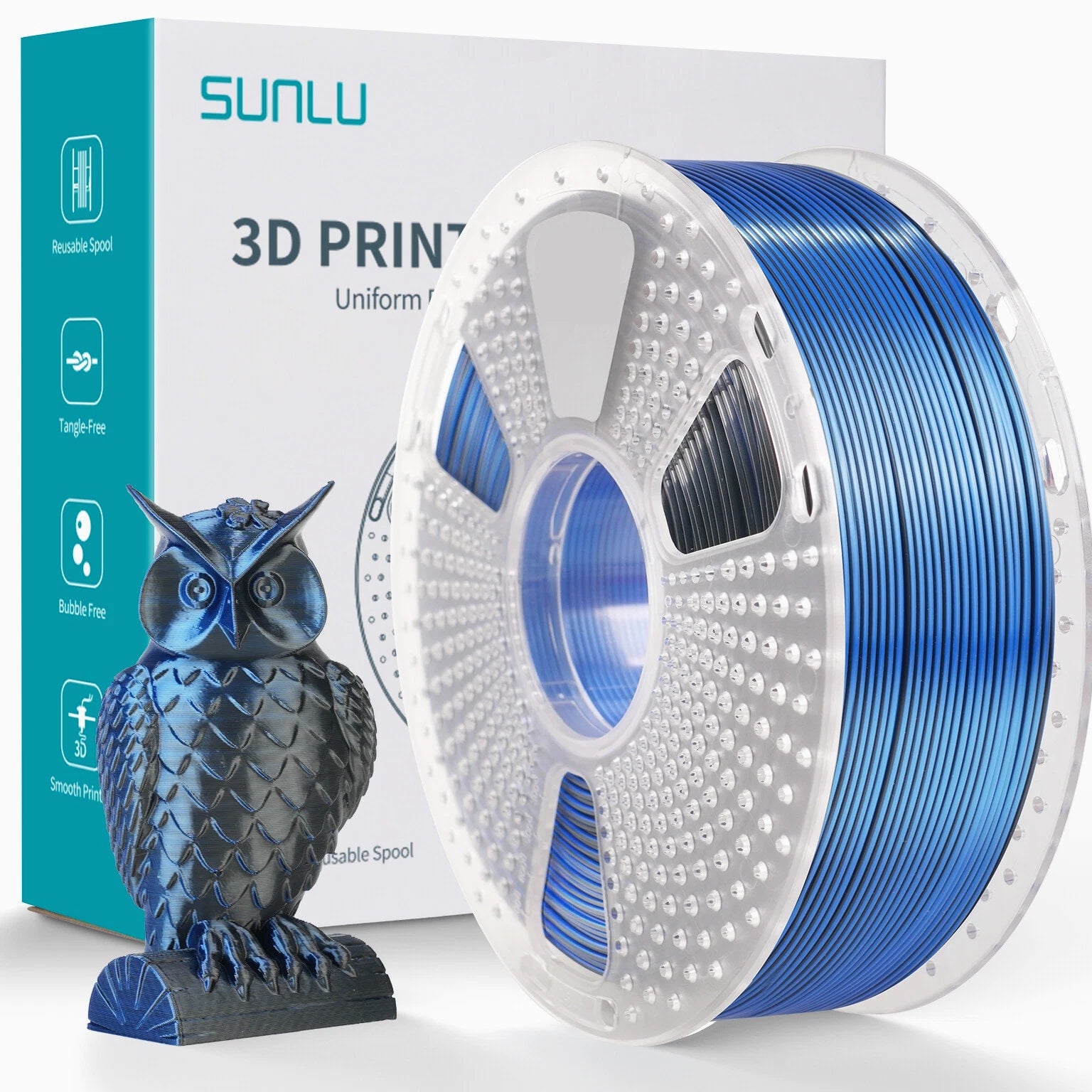 SUNLU Silk Textures PLA+ 3D Printer Filament Dual/Triple Color 1KG 1.75mm Smooth