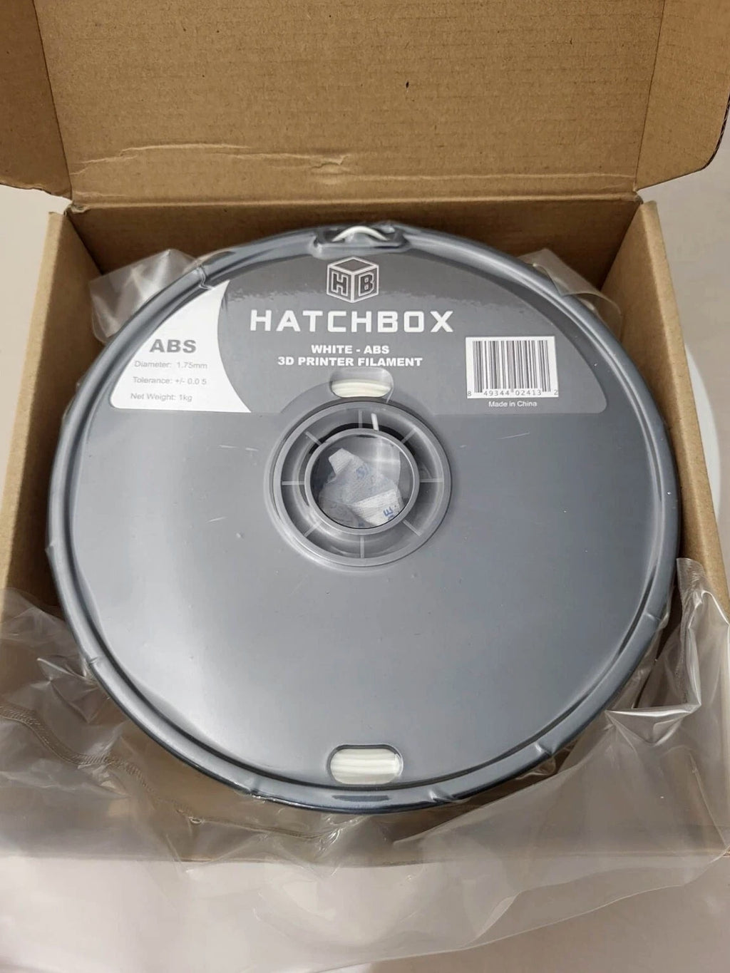 Hatchbox ABS 1.75mm 3D Printer Filament in White 1kg Spool- NIB Sealed