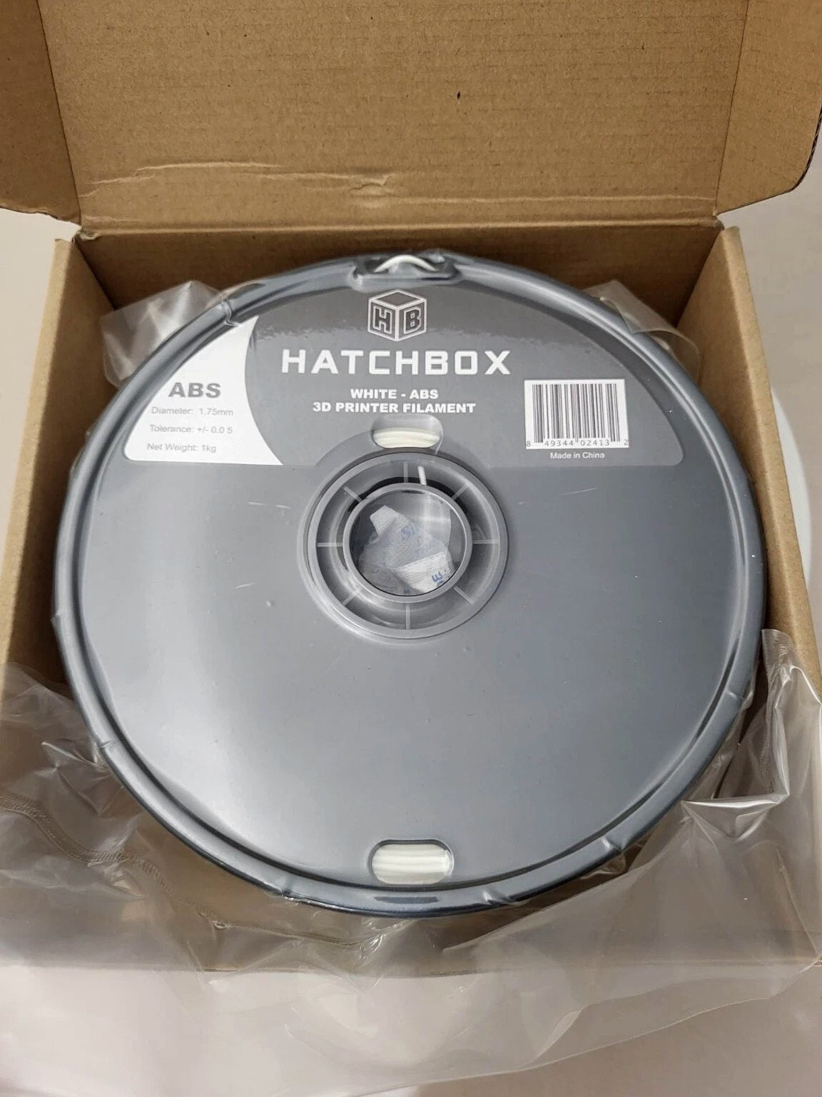 Hatchbox ABS 1.75mm 3D Printer Filament in White 1kg Spool- NIB Sealed
