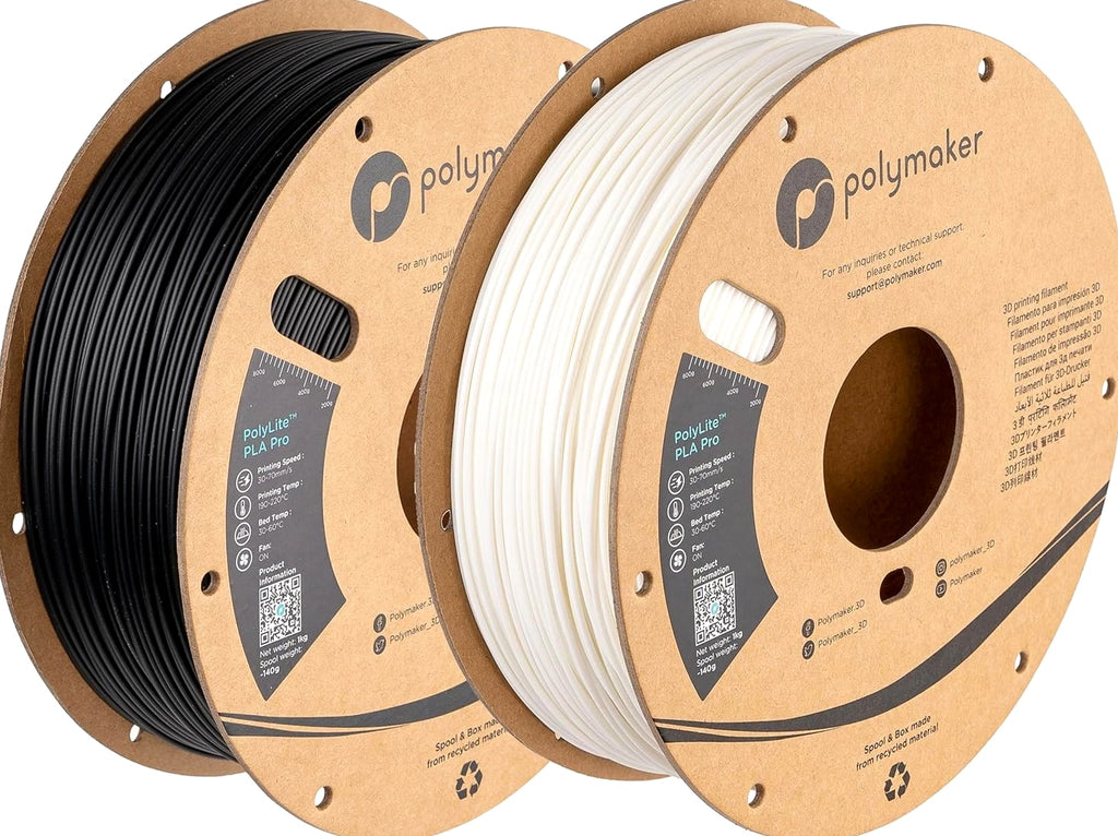 PLA PRO Filament 1.75mm 2kg, Tough & High Rigidity Black*1 White*1 3D Printing