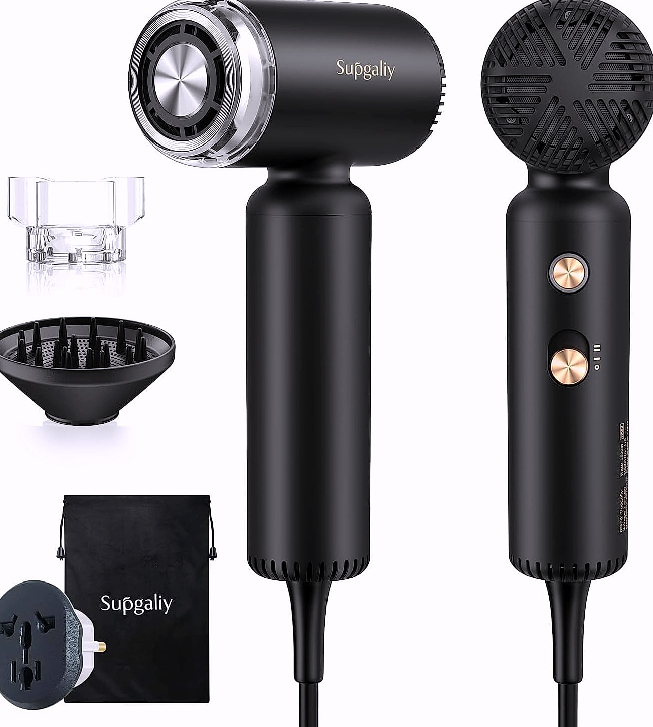 SUPGALIY Dual Voltage Travel Hair Dryer, Ionic Mini Blow Dryer