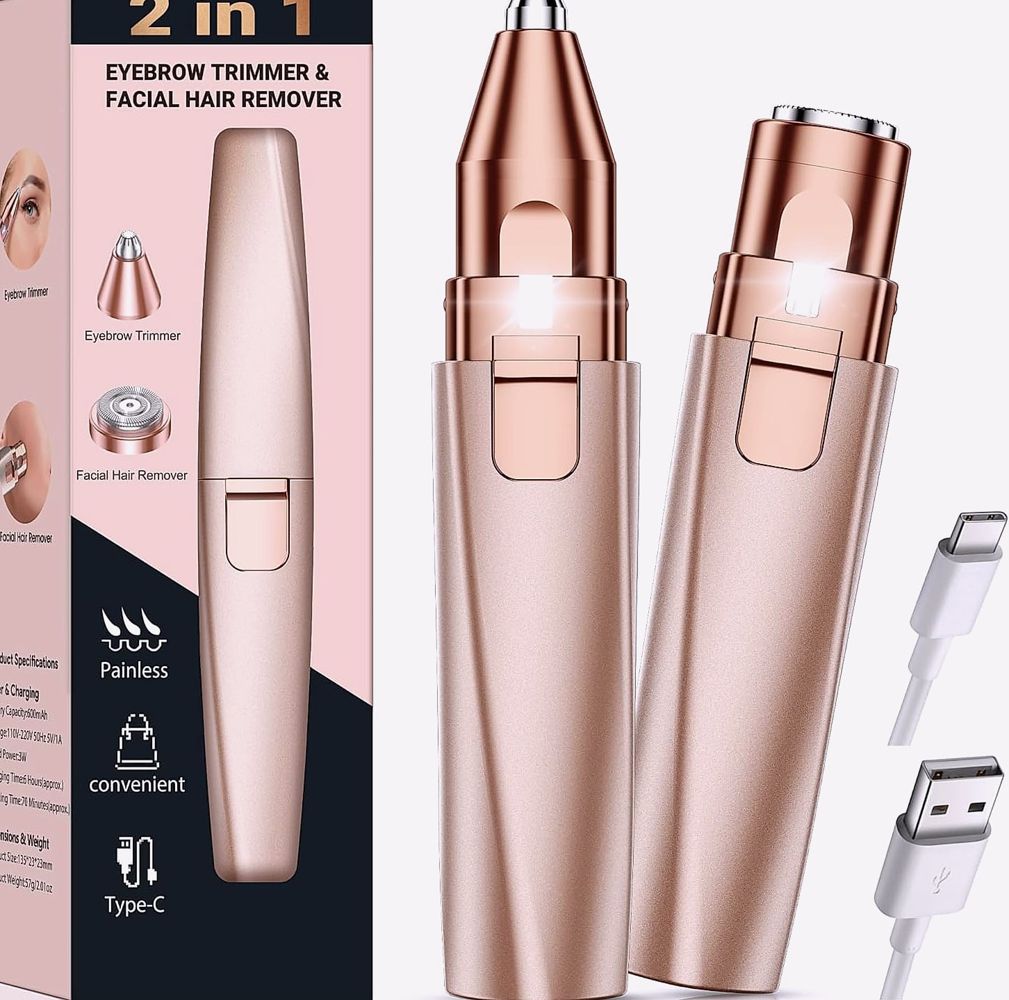 Bissuuy 2-in-1 Eyebrow Trimmer and Face Shaver for Women