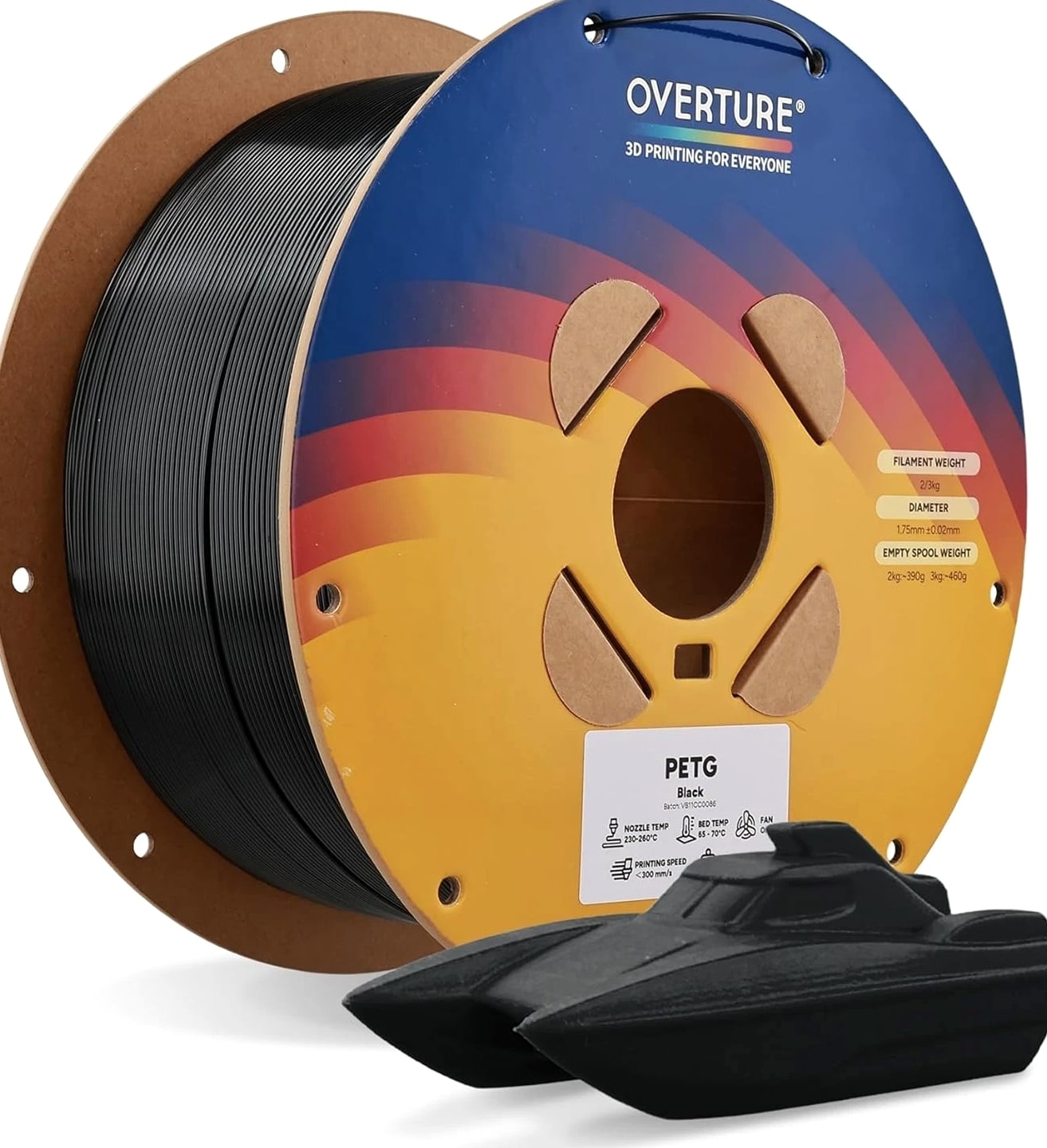 PETG 3D Printer Filament 1.75mm, Durable Neatly Wound PETG 2kg Spool 4.4lbs