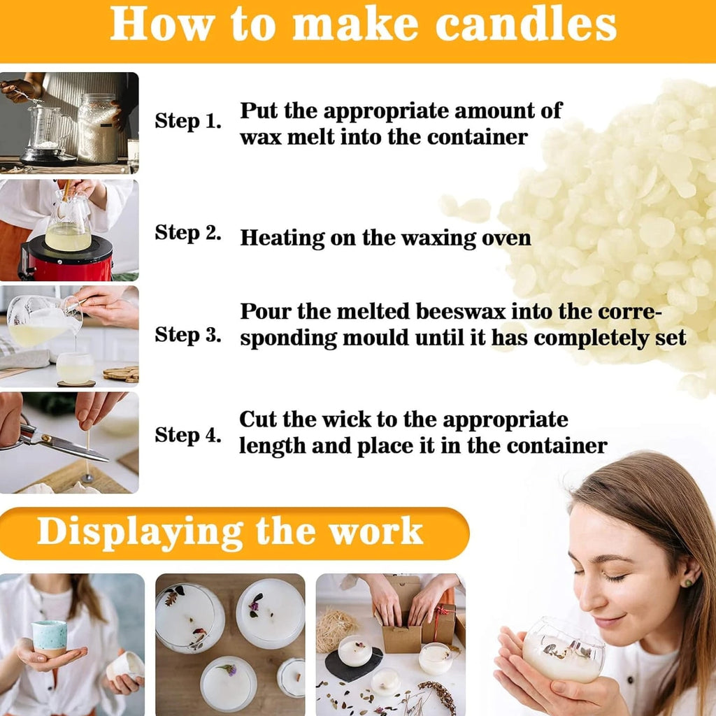 White Beeswax Pellets - 428G Beeswax Pastilles Bulk Bees Wax Triple Filtered