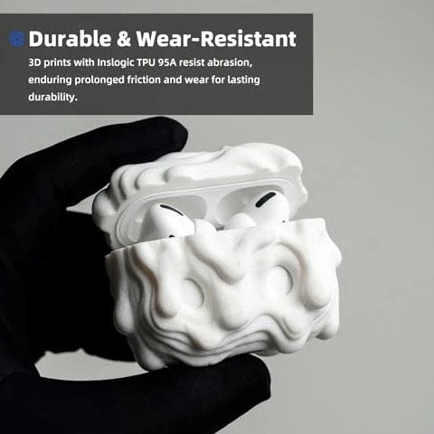 Inslogic TPU Filament 1.75mm Flexible Roll, TPU 95A Soft 3D - 1kg White