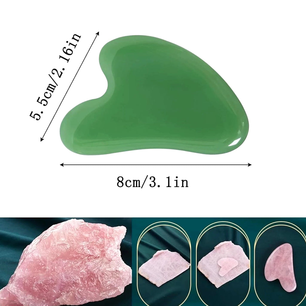 Gua Sha Jade Stone Massage Tool, Guasha Scraping Device for Face and Body Skin