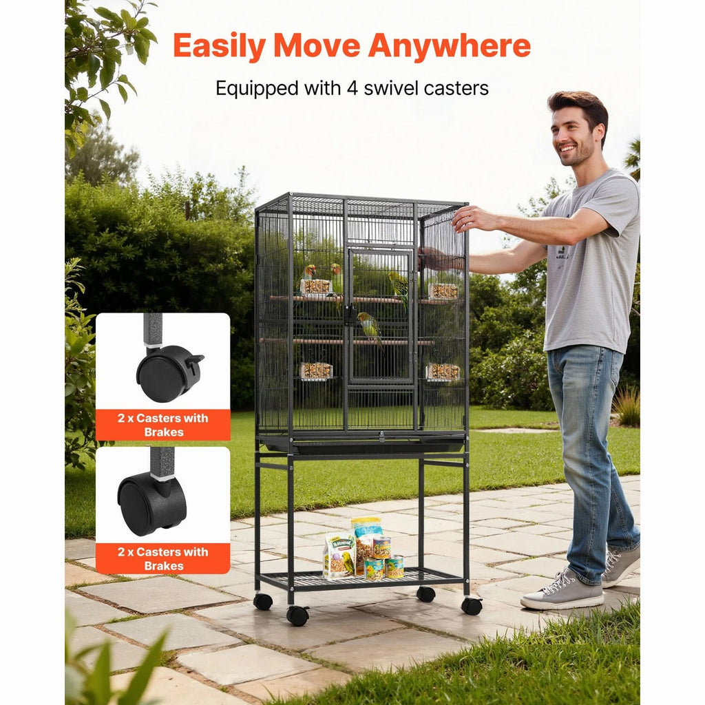 Uimoso Bird Cage with Flat Top, 24.6 x 16.7 x 53.9 inch, Durable Wrought Iron