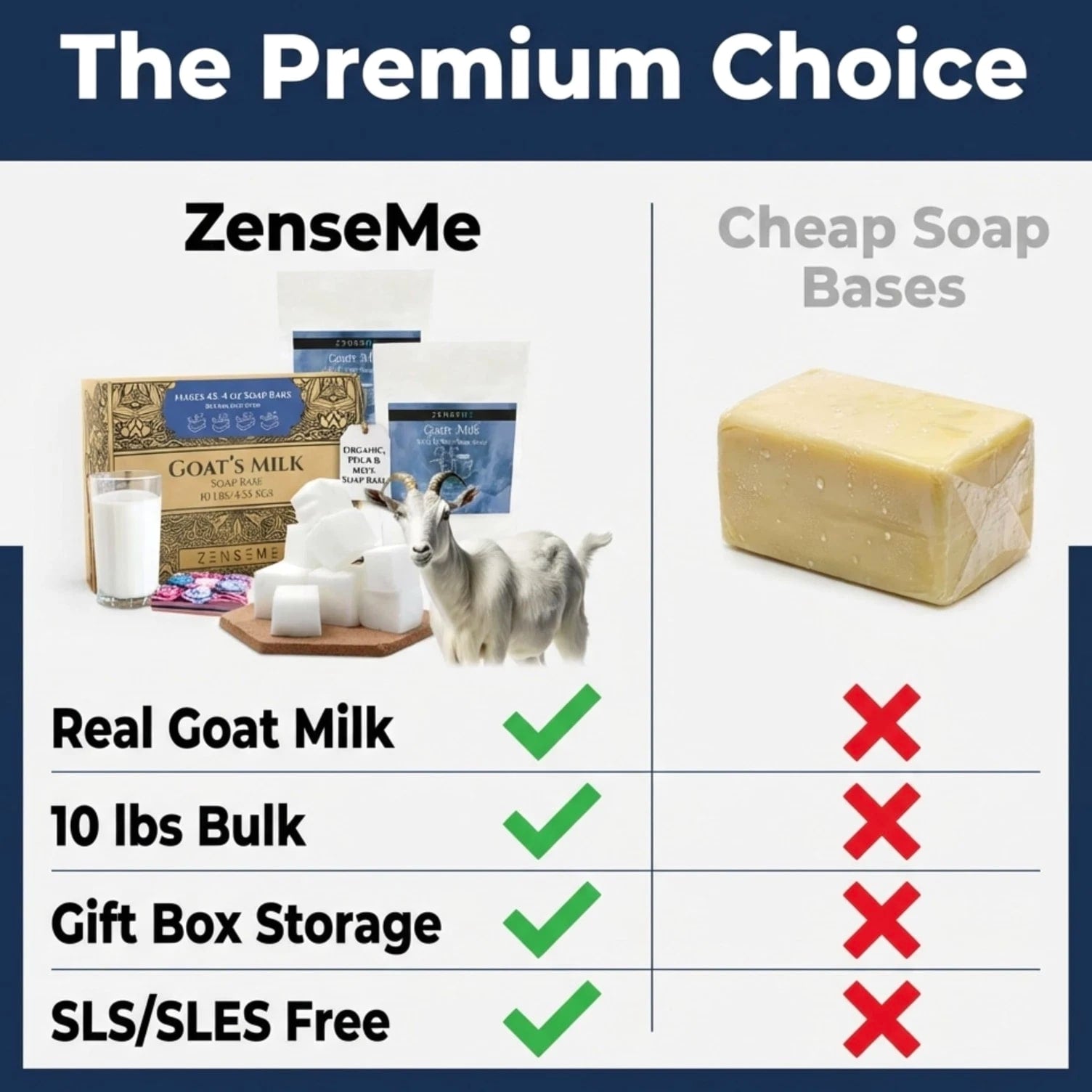 10 LBS Goat's Milk Soap Base | Melt & Pour Supplies Kit for Soap Making - SLS/SLES & PEG Free
