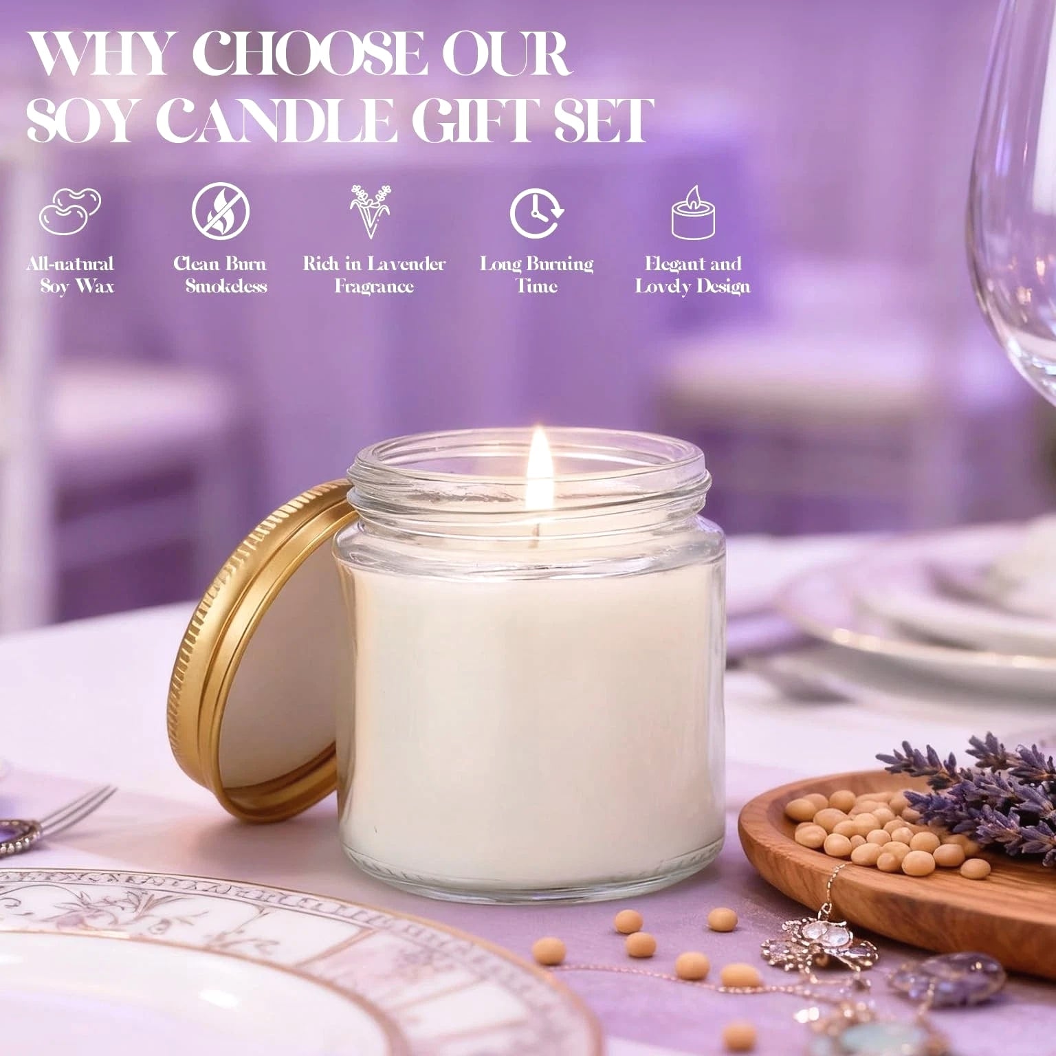 24 Pcs 4oz White Soy Wax Candles - Lavender Scented Candle Gift Set, Bulk Wed...