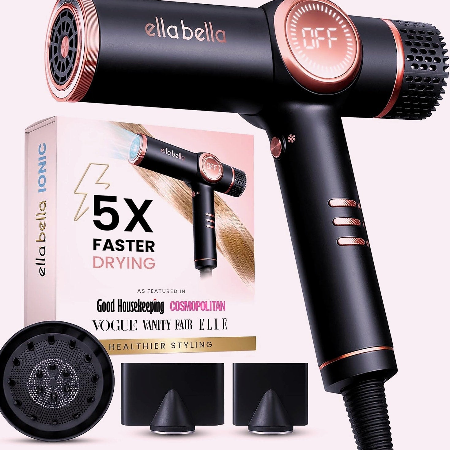 ELLA BELLA Professional Ionic Hair Dryer with Diffuser