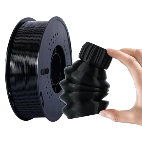 TPU Filament 1.75mm, 95A Flexible TPU 3D Printer, Clog-Free Black