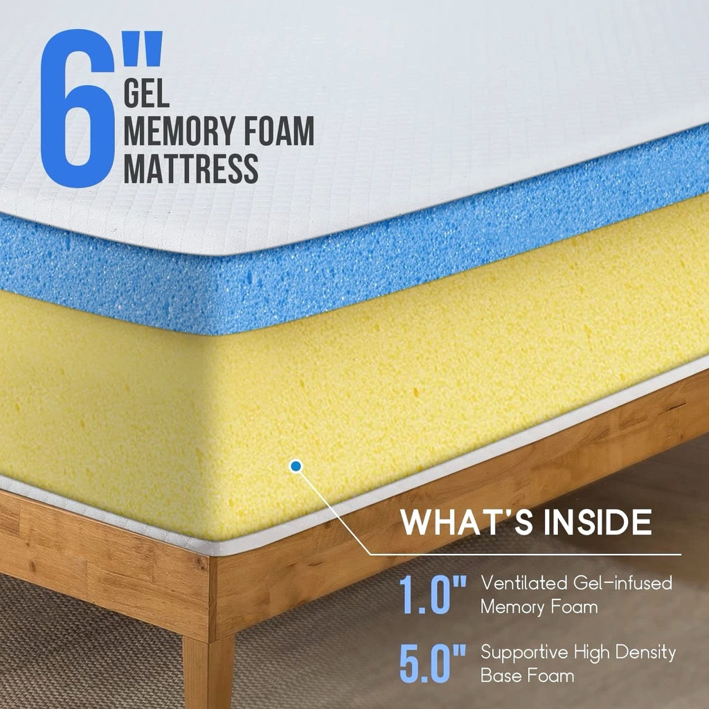 Gel Memory Foam Medium-Firm Twin Mattress, CertiPUR-US Certified Mattress in Box