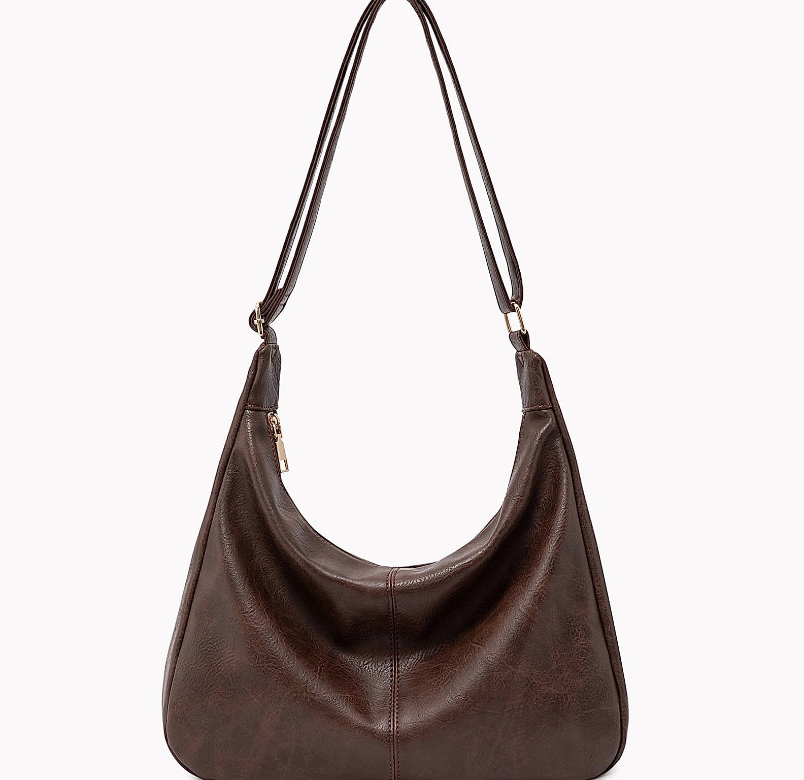 NIUEIMEE ZHOU Hobo Bag Foldable Vegan Leather Shoulder Handbag