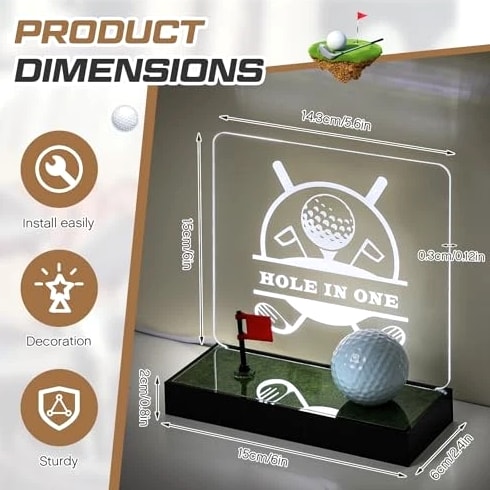 Golf Ball Display Case Hole in One LED Golf Ball Holder with USB Power